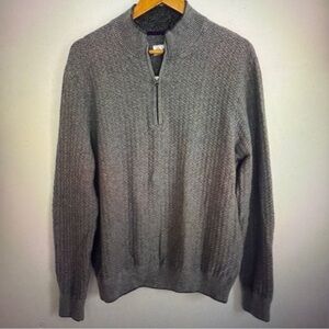 Robert Graham Men Gray Classic Fit Long Sleeve 1/4 Zip Pullover Sweater Size XL